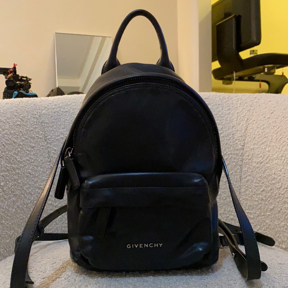 Givenchy Black Leather Mini Logo Backpack